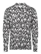 Leaf Aop Shirt L/S Tops Shirts Casual Black Lindbergh