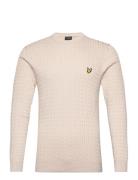 Cable Crew Neck Jumper Tops Knitwear Round Necks Cream Lyle & Scott