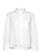 Linen 100% Shirt Tops Shirts Long-sleeved White Mango