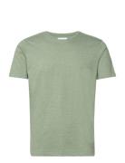 Mouliné O-Neck Tee S/S Tops T-shirts Short-sleeved Green Lindbergh