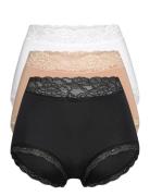 Brief 3 Pack Emelie Lace High Hipsterit Alushousut Alusvaatteet Black ...