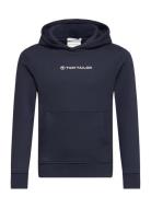 Printed Hoodie Tops Sweat-shirts & Hoodies Hoodies Navy Tom Tailor