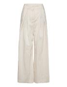 D2. Pinstripe Pleated Wide Pants Bottoms Trousers Wide Leg White GANT