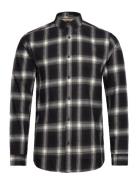 Brushed Checked Shirt L/S Tops Shirts Casual Black Lindbergh