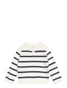 Striped Knit Sweater Tops Knitwear Pullovers White Mango