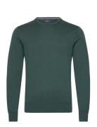 Cotton Silk Crew Tops Knitwear Round Necks Green Hackett London