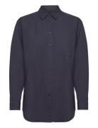 Gaia Shirt Poplin Tops Shirts Long-sleeved Navy Moshi Moshi Mind