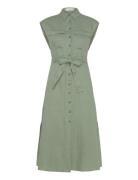 100% Linen Shirty Dress Polvipituinen Mekko Green Mango