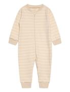 Nightsuit W.zipper Pyjama Sie Jumpsuit Haalari Beige Fixoni