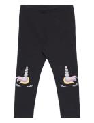 Leggings Unicorn Face Knee Det Bottoms Leggings Black Lindex