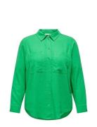 Carcaro L/S Ovs Linen Shirt Tlr Tops Shirts Long-sleeved Green ONLY Ca...