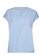 Fqviva-V-Ss-Pocket-Basic Tops T-shirts & Tops Short-sleeved Blue FREE/...