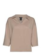 Top Cora Tops T-shirts & Tops Short-sleeved Beige Lindex