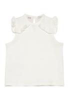 Frills Cotton T-Shirt Tops T-shirts Short-sleeved White Mango