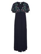 Yaschella Ss Maxi Dress S. - Fest Maksimekko Juhlamekko Navy YAS