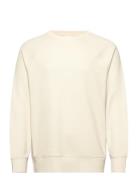 Waffle Texture C-Neck Tops Sweat-shirts & Hoodies Sweat-shirts Beige G...