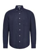 Reg Gmnt Dyed Linen Shirt Tops Shirts Casual Navy GANT