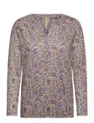 Sc-Felicity Aop Tops Blouses Long-sleeved Purple Soyaconcept