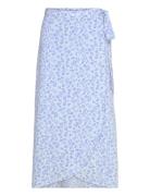 Peony Wrap Skirt Polvipituinen Hame Blue A-View