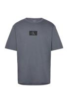 S/S Crew Neck Tops T-shirts Short-sleeved Grey Calvin Klein