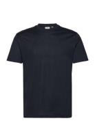 Slim-Fit Mercerised T-Shirt Tops T-shirts Short-sleeved Navy Mango