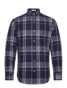 Reg Jaspe Check Shirt Tops Shirts Casual Navy GANT