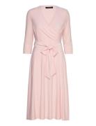 Surplice Jersey Dress Polvipituinen Mekko Pink Lauren Ralph Lauren