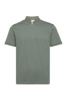 Slhfave Zip Ss Polo B Tops Polos Short-sleeved Khaki Green Selected Ho...