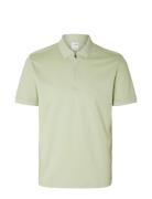 Slhfave Zip Ss Polo B Tops Polos Short-sleeved Green Selected Homme