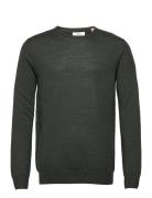 Johs Merino Crew Neck Knit Tops Knitwear Round Necks Green Kronstadt