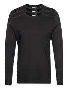 3Pk Basic Tee L/S Tops T-shirts Long-sleeved Black Lindbergh