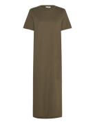 Mschliv Organic Ss Dress Maksimekko Juhlamekko Khaki Green MSCH Copenh...