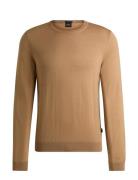 Leno-P Tops Knitwear Round Necks Beige BOSS