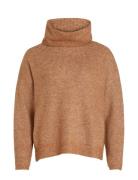 Vicilia Rollneck L/S Knit Top- Noos Tops Knitwear Turtleneck Brown Vil...