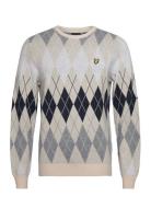 British Argyle Crew Neck Tops Knitwear Round Necks Grey Lyle & Scott