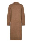 Slfrena Ls High Neck Knit Dress Camp Polvipituinen Mekko Brown Selecte...