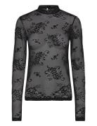 Top Vilhelmina Lace Tops Blouses Long-sleeved Black Lindex