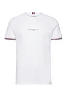 Tommy Logo Tipped Tee Tops T-shirts Short-sleeved White Tommy Hilfiger