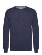 Cotton Pique C-Neck Tops Knitwear Round Necks Navy GANT