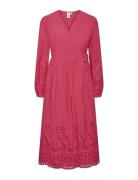 Yasluma Ls Long Wrap Dress S. Noos Polvipituinen Mekko Pink YAS