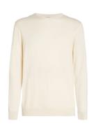 Cotton Silk Blend Cn Sweater Tops Knitwear Round Necks Cream Calvin Kl...