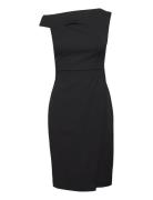 Scuba Crepe Off Shoulder Dress Lyhyt Mekko Black Calvin Klein