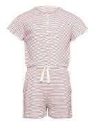 Striped Jumpsuit With Ruffles Jumpsuit Haalari Pink Copenhagen Colors