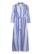 Belted Striped Shirt Dress Polvipituinen Mekko Blue Mango