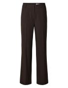 Slfrita Mw Wide Pant Mel Noos Bottoms Trousers Straight Leg Brown Sele...