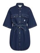 Utility Belted Shirt Dress Lyhyt Mekko Blue Calvin Klein Jeans