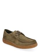 Biaasher Moc Toe Lace Up Shoe Suede Loaferit Matalat Kengät Khaki Gree...