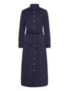 Belted Cotton Midi Shirtdress Polvipituinen Mekko Navy Polo Ralph Laur...