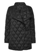 Buckle-Trim Diamond-Quilted Down Coat Tikkitakki Black Lauren Ralph La...