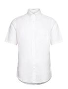 Reg Linen Ss Shirt Tops Shirts Short-sleeved White GANT